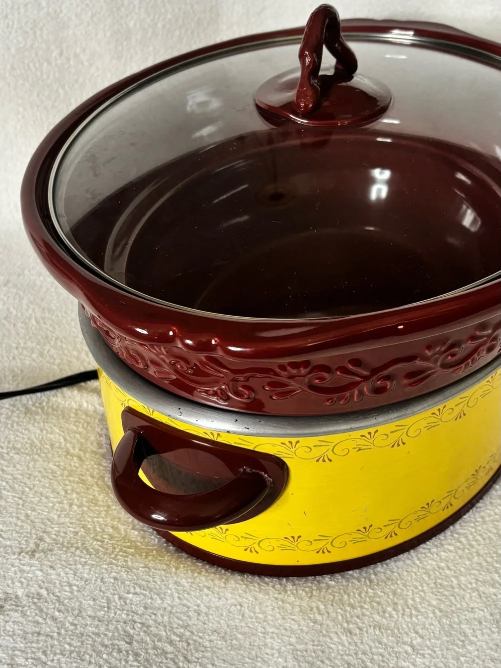 Vintage Rival Crock-Pot Yellow and Brown Ceramic Slow Cooker